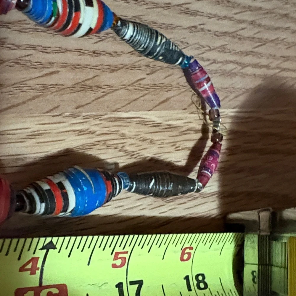 VINTAGE UGANDA HANDMADE RECYCLED PAPER BEADED MULTICOLOR 36